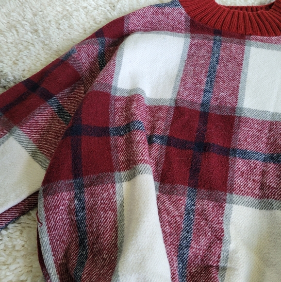 Plaid Crew Neck Sweatshirt | Size S - Picture 2 of 3